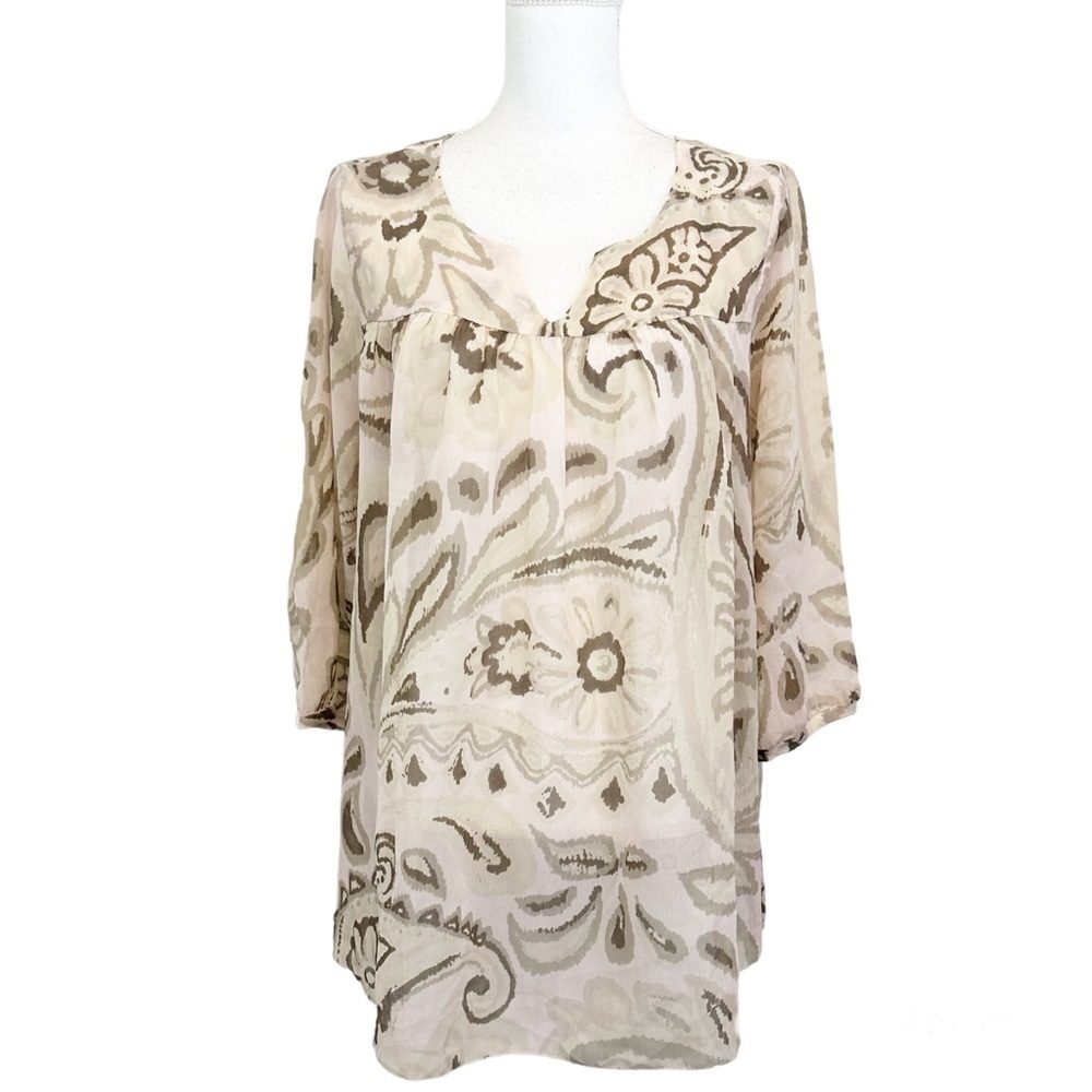 NWT Lucky Brand Women Plus Size 2X Georgette Blouse Printed Sheer Unlined